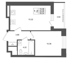 2 ккв (Евро) № 144 Корп.: 2 , Секция 2  в ЖК Титул в Московском