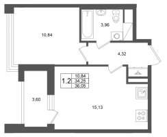 2 ккв (Евро) № 261 Корп.: 2 , Секция 2  в ЖК Титул в Московском