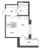 Студия № 349 Корп.: 2 , Секция 3  в ЖК Титул в Московском