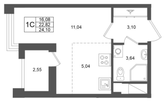 Студия № 259 Корп.: 2 , Секция 2  в ЖК Титул в Московском