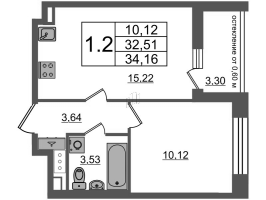 2 ккв (Евро) № 130 Корп.: 1.1 , Секция 1.2  в ЖК Титул в Московском