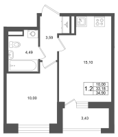 2 ккв (Евро) № 136 Корп.: 2 , Секция 2  в ЖК Титул в Московском