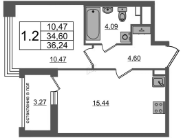 2 ккв (Евро) № 1473 Корп.: 1.1 , Секция 4.4  в ЖК Титул в Московском