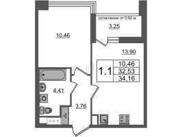 1 ккв № 581 Корп.: 1.1 , Секция 2.4  в ЖК Титул в Московском