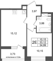 2 ккв (Евро) № 20 Корп.: 2 , Секция 1  в ЖК Титул в Московском