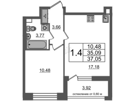 2 ккв (Евро) № 80 Корп.: 1.1 , Секция 1.2  в ЖК Титул в Московском