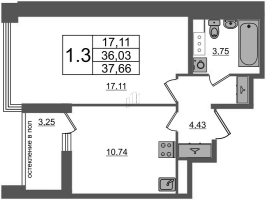 1 ккв № 467 Корп.: 1.1 , Секция 2.3  в ЖК Титул в Московском