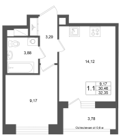 1 ккв № 380 Корп.: 2 , Секция 4  в ЖК Титул в Московском