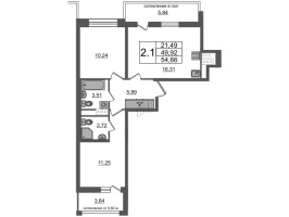 3 ккв (Евро) № 136 Корп.: 1.1 , Секция 1.2  в ЖК Титул в Московском
