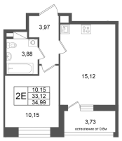 2 ккв (Евро) № 77 Корп.: 2 , Секция 1  в ЖК Титул в Московском