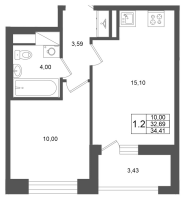 2 ккв (Евро) № 286 Корп.: 2 , Секция 2  в ЖК Титул в Московском