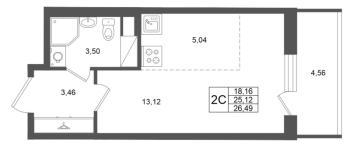 Студия № 282 Корп.: 2 , Секция 2  в ЖК Титул в Московском