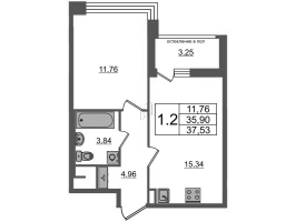 2 ккв (Евро) № 1525 Корп.: 1.1 , Секция 4.5  в ЖК Титул в Московском
