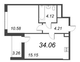 2 ккв (Евро) № 895 Корп.: 1.1 , Секция 3.2  в ЖК Титул в Московском