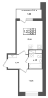2 ккв (Евро) № 306 Корп.: 2 , Секция 3  в ЖК Титул в Московском