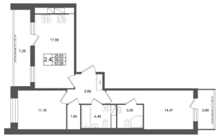3 ккв (Евро) № 359 Корп.: 2 , Секция 3  в ЖК Титул в Московском