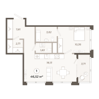 2 ккв (Евро) № 359 Корп.: 2 , Секция 2  в ЖК Траектория