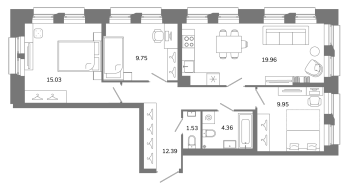 4 ккв (Евро) № В2(3-13) Корп.: 1 , Секция 3  в ЖК Твой космос