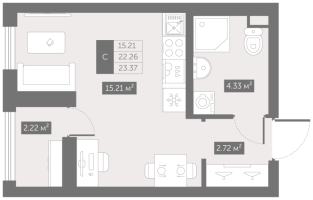 Студия № 317 Корп.: 6 , Секция 6  в ЖК UP-квартал Новый Московский