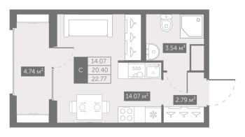 Студия № 29 Корп.: 4 , Секция 1  в ЖК UP-квартал Новый Московский