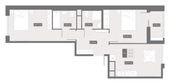 2 ккв № 116 Корп.: 7 , Секция 2  в ЖК UP-квартал Новый Московский