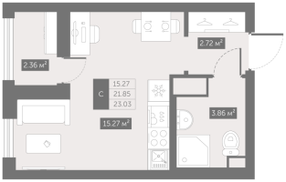 Студия № 326 Корп.: 6 , Секция 6  в ЖК UP-квартал Новый Московский