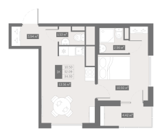 1 ккв № 334 Корп.: 7 , Секция 6  в ЖК UP-квартал Новый Московский
