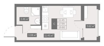 Студия № 280 Корп.: 4 , Секция 3  в ЖК UP-квартал Новый Московский