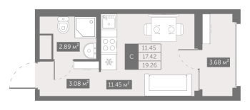 Студия № 337 Корп.: 4 , Секция 3  в ЖК UP-квартал Новый Московский