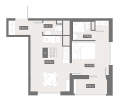1 ккв № 279 Корп.: 7 , Секция 6  в ЖК UP-квартал Новый Московский