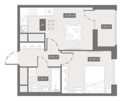 1 ккв № 332 Корп.: 8 , Секция 6  в ЖК UP-квартал Новый Московский