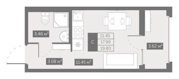 Студия № 282 Корп.: 4 , Секция 3  в ЖК UP-квартал Новый Московский