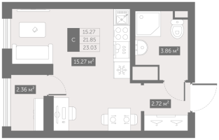Студия № 322 Корп.: 6 , Секция 6  в ЖК UP-квартал Новый Московский