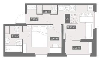 1 ккв № 23 Корп.: 4 , Секция 1  в ЖК UP-квартал Новый Московский