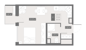 Студия № 165 Корп.: 7 , Секция 3  в ЖК UP-квартал Новый Московский