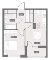 1 ккв № 125 Корп.: 8 , Секция 2  в ЖК UP-квартал Новый Московский