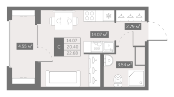 Студия № 100 Корп.: 4 , Секция 1  в ЖК UP-квартал Новый Московский
