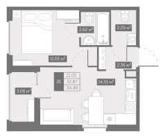 1 ккв № 9 Корп.: 4 , Секция 1  в ЖК UP-квартал Новый Московский