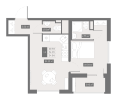 1 ккв № 261 Корп.: 7 , Секция 6  в ЖК UP-квартал Новый Московский