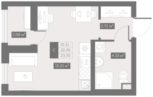 Студия № 316 Корп.: 6 , Секция 6  в ЖК UP-квартал Новый Московский