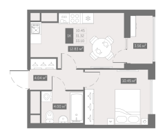 1 ккв № 304 Корп.: 8 , Секция 6  в ЖК UP-квартал Новый Московский
