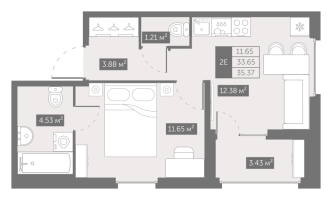 1 ккв № 8 Корп.: 4 , Секция 1  в ЖК UP-квартал Новый Московский