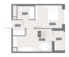 1 ккв № 306 Корп.: 7 , Секция 6  в ЖК UP-квартал Новый Московский
