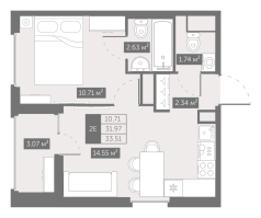 1 ккв № 24 Корп.: 4 , Секция 1  в ЖК UP-квартал Новый Московский