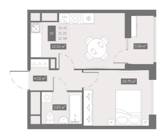 1 ккв № 331 Корп.: 8 , Секция 6  в ЖК UP-квартал Новый Московский