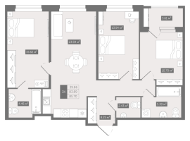 3 ккв № 295 Корп.: В , Секция 5  в ЖК UP-квартал 