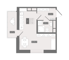 Студия № 2 Корп.: Б , Секция 1  в ЖК UP-квартал 