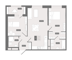 3 ккв (Евро) № 7 Корп.: Б , Секция 1  в ЖК UP-квартал 