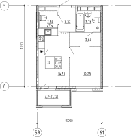 1 ккв № 357 Корп.: Б , Секция 3  в ЖК UP-квартал 