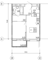 1 ккв № 138 Корп.: Б , Секция 2  в ЖК UP-квартал 